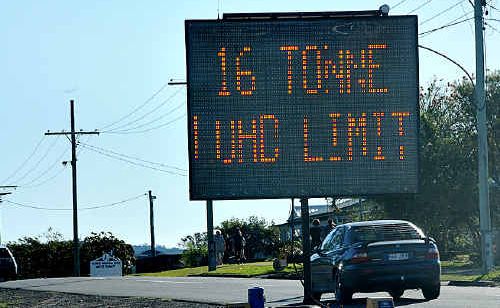 A 16 tonne load limit on the Little Widgee Creek Bridge means trucks will have to take the long way to town. A 16 tonne load limit on the Little Widgee Creek Bridge means trucks will have to take the long way to town.